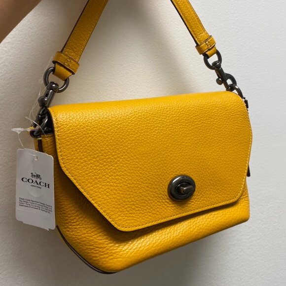 Coach C2815 Karlee Crossbody Bag Refined Pebble Leather, Ochre Yellow - Picture 1 of 6